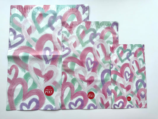 Brushed Hearts Poly Mailer Bags