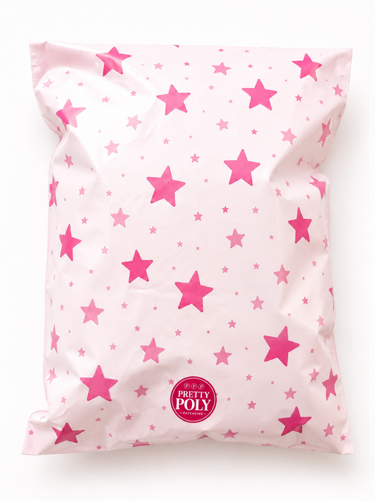Pink Stars Poly Mailer Bags
