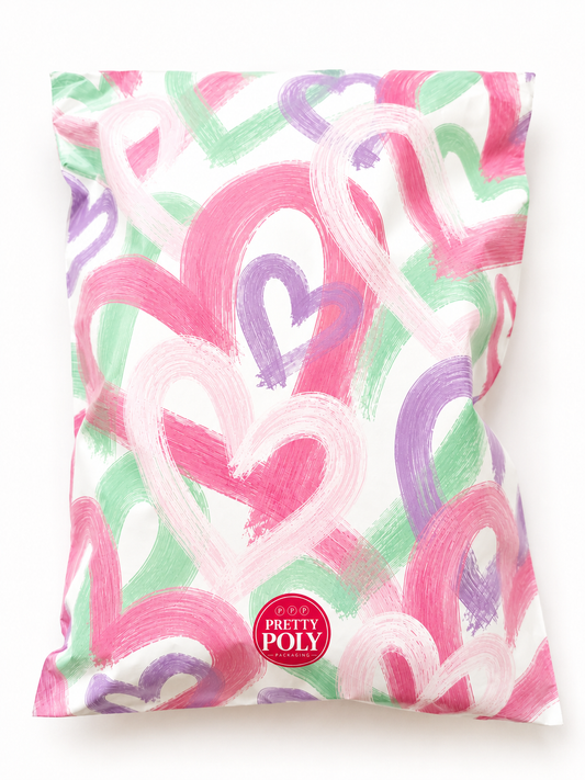 Brushed Hearts Poly Mailer Bags