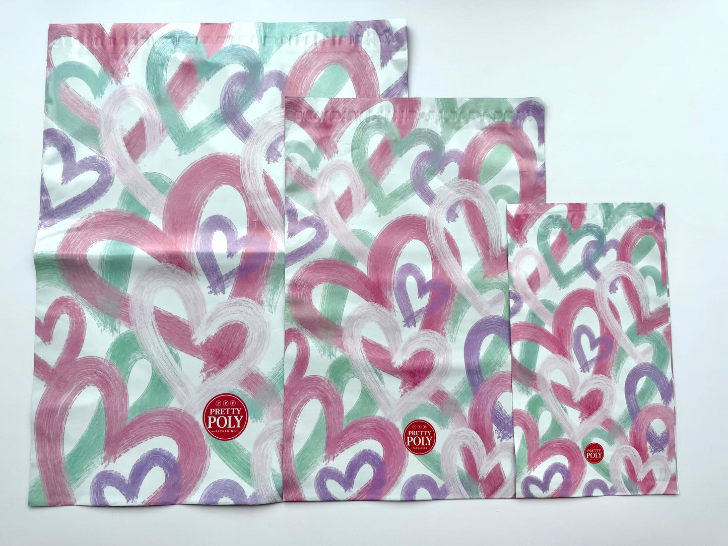 Brushed Hearts Poly Mailer Bags