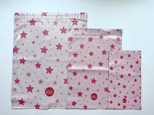 Pink Stars Poly Mailer Bags